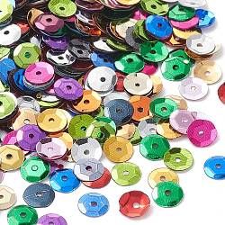 Paillettes semi-coppa sciolti in plastica, paillettes colore, foro centrale, colore misto, 6~7mm, Foro: 1 mm