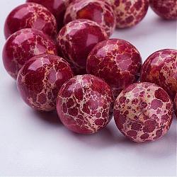 Brins de perles de jaspe impérial naturel, teinte, ronde, rouge indien, 18mm, Trou: 1mm, Environ 22 pcs/chapelet, 15.4 pouce (39.2 cm)