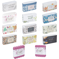 Ahandmaker 60 Stück 12 Arten handgemachte Seifenpapieranhänger, Papierband einwickeln, für Seifenverpackungen, Rechteck, Farbig, Gemischte Muster, 5pcs / style