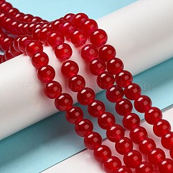 Выпечки окрашены имитация нефрита стекловолокна круглый шарик, красные, 8.5~9 мм, отверстие : 1.5 мм, около 105 шт / нитка, 31.8 дюйм
