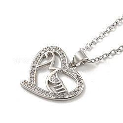 Ожерелья с подвеской в виде сердца из латуни с цирконием ко Дню матери, платина, 16.34 дюйм (41.5 см)