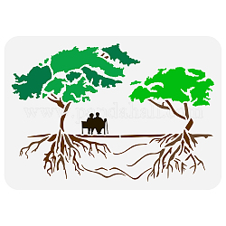 Fingerinspire 生命の木 絵画ステンシル 11.7x8.3 インチ 再利用可能な生命の木 カップル シルエット 描画テンプレート 植物の壁画ステンシル プラスチック 中空アウトステンシル diy クラフト ホームデコレーション用