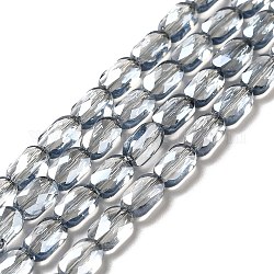 Transparentes perles de verre de galvanoplastie brins, facette, perle plaquée lustre, ovale, gris ardoise foncé, 7x4.5x3mm, Trou: 0.9mm, Environ 78~81 pcs/chapelet, 22.83 pouce (58 cm)