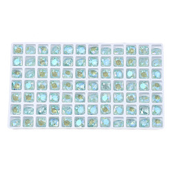 ガラスラインストーンカボション  ネイルアートの装飾の付属品  多面カット  正方形  ライトブルー  8x8x4.5mm