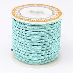 Плетеные шнуры полиэфира, круглые, бледные бирюзовая, 3 мм, около 8.74 ярда (8 м) / рулон