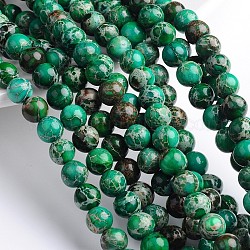 Dyed & Heated Natural Imperial Jasper Round Bead Strands, Sea Green, 8mm, Hole: 1mm, about 49pcs/strand, 16 inch
