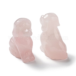 Figurines de chien de guérison sculptées en quartz rose naturel, Décorations d'affichage en pierre d'énergie reiki, 23~25x38.5~41x51.5~53.5mm