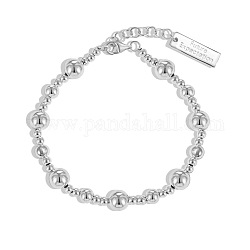 Braccialetti con perline rotonde in argento sterling s925, argento, 6-3/4 pollice (17 cm)