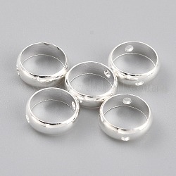 Латунные бусины в оправе, долговечный, круглые кольца, 925 серебро покрытием, 8x2.5 мм, отверстие : 1 мм