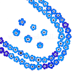 Nbeads 2 fili fili di perline a lume malocchio fatti a mano, fiore, blu, 7~9.5x7~9x2.5~3mm, Foro: 1 mm, circa 54pcs/filo, 16.14 pollice (41 cm)