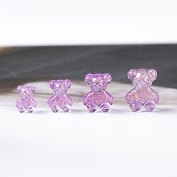 Décoration d'art d'ongle de résine colorée d'aurore, forme d'ours 3d, pour la fabrication de bijoux nail art design, orchidée, 9x7.5x4.5mm