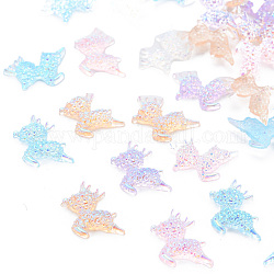 Cabochons en résine transparente, de couleur plaquée ab , cerf, couleur mixte, 13x12.5x2.5mm