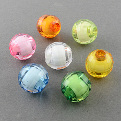 Abalorios de acrílico transparentes, talón en grano, facetados, redondo, color mezclado, 16mm, agujero: 5 mm, aproximamente 273 unidades / 500 g
