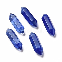 Abalorios de vidrio piedra sandía, ningún agujero, facetados, punto de doble terminación, azul, 22~23x6x6mm