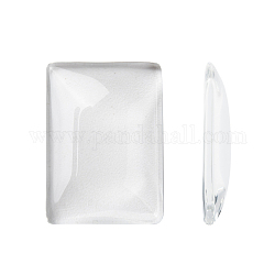 Transparent Rectangle Glass Cabochons, Clear, 25x18x5mm