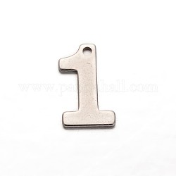 Number 201 Stainless Steel Charms, Num.1, 11x6.5x0.7mm, Hole: 1mm