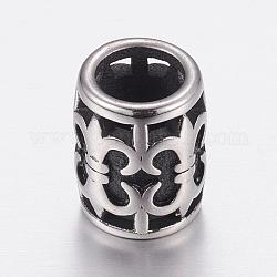 304 Stainless Steel Beads, Column, Antique Silver, 12x9mm, Hole: 6mm