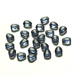 Imitazione branelli di cristallo austriaco, grado aaa, sfaccettato, lacrima, blu scuro, 8x6x3.5mm, Foro: 0.7~0.9 mm