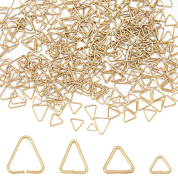 Sunnyclue 400 Uds 4 conectores de enlace rápido abiertos de latón estilo, anillos de unión triangulares, apto para cuentas perforadas superiores, cincha, bolsas de flejes, dorado, 5.5~9x6.5~10x0.6~0.8mm, 100 piezas / style
