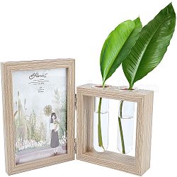 Wooden Photo Frame Making, with Glass Tube, for Hydroponics Flower, Rectangle, BurlyWood, 16x11.7x5.3cm