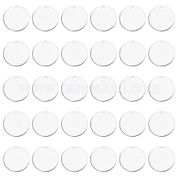Ciondoli in ottone pandahall elite, timbratura tag vuoto, rotondo e piatto, platino, 20x1mm, Foro: 2 mm, 30pcs/scatola
