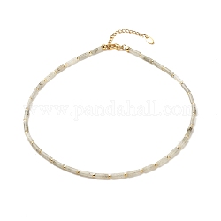 Natürliche Labradorit-Säulen-Perlenkette mit synthetischem Hämatit, Edelsteinschmuck für Damen, golden, 15.94 Zoll (40.5 cm)