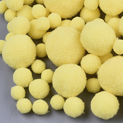 Diy bambola artigianale poliestere ad alta elastico pom pom palla, tondo, giallo, 7~29mm