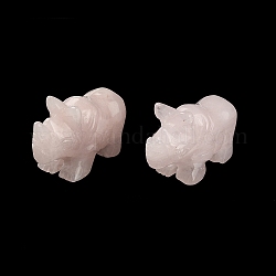 Figurines de rhinocéros de guérison sculptées en quartz rose naturel, statues de pierres de reiki pour la thérapie de méditation équilibrant l'énergie, 52~58x21.5~24x35~37mm