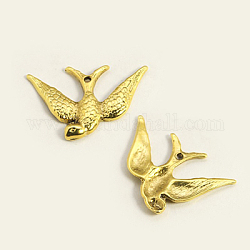 Tibetan Style Alloy Pendants, Bird, Antique Golden, Lead Free & Cadmium Free, 25x17x2mm, Hole: 1mm
