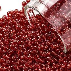 TOHO Round Seed Beads, Japanese Seed Beads, (25B) Silver Lined Siam Ruby, 11/0, 2.2mm, Hole: 0.8mm, about 1103pcs/10g