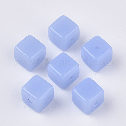 Perline acrilico jelly imitato, cubo, blu fiordaliso, 12x12x12mm, Foro: 2.5 mm