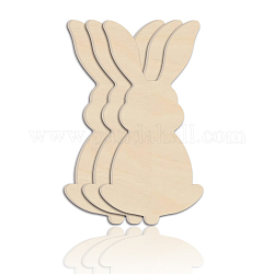 Benecreat ウサギの木のカットアウト 3 個  11.7x5.8 インチの未完成木製バニータグ装飾品 DIY アートクラフト用  焼き絵  装飾  結婚式  絵の看板