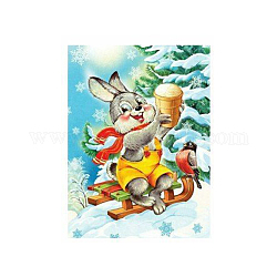 DIY Easter Theme Rabbit Pattern Full Drill Diamond Painting Canvas Kits, with Resin Rhinestones, Diamond Sticky Pen, Plastic Tray Plate and Glue Clay, Mixed Color, 405x300x0.2mm, Rhinestone: about 2.5mm in diameter, 1mm thick, 21bags