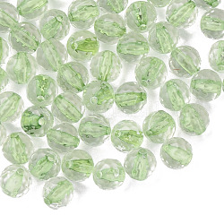 Abalorios de acrílico transparentes, redondo, facetados, verde claro, 8mm, agujero: 1.6 mm, aproximamente 1810 unidades / 500 g