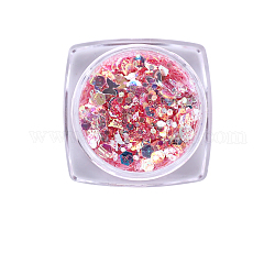 Shiny Nail Art Decoration Accessories, with Glitter Powder and Sequins, DIY Sparkly Paillette Tips Nail, Pale Violet Red, 0.1~3.5x0.1~3.5mm, about 1g/box