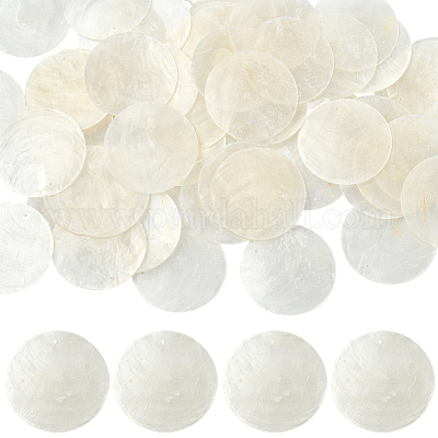 60 pendentif rond et plat en coquillage capiz&nbsp;SSHEL-SC0001-48-1