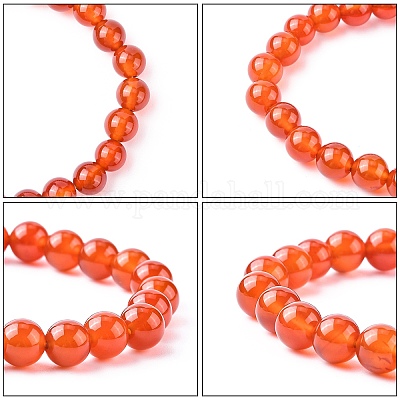 Pulseras elásticas con cuentas de cornalina natural teñida&nbsp;B072-4-1