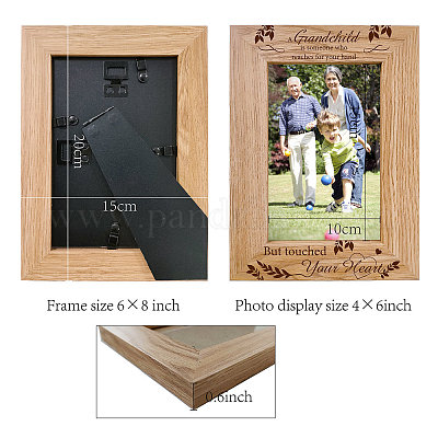 6x4 Inch Grandparents Picture Frame Hanging Tabletop Wood Photo Frame  Rectangle Frame with A Grandchild is Someone Who Reaches for Your Hand But  Touches Your Heart Words Horizontal 