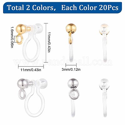 Wholesale SUNNYCLUE 1 Box 40Pcs 2 Colors Clip on Earring Converter  Transparent U Type Earring Cilps Stainless Steel Earring Components with  Loop Painless Earrings for Non-Pierced Ears Jewelry Making DIY Crafts 