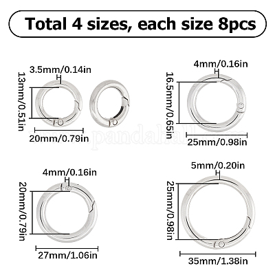 Wholesale SUNNYCLUE 1 Box 32Pcs 4 Sizes Spring Key Rings Key Ring Clips  Trigger Round Snap Buckle Spring Keyring Buckle Round Carabiner Spring  Keychain Key Ring Clips for Jewelry Making Keyrings Bags