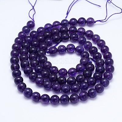 Natürlichen Amethyst runde Perle Stränge&nbsp;G-M212-8mm-04A-1