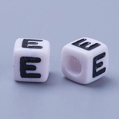 Plastic White Alphabet Beads, Mixed, (Horizontal) 7mm Cube, 500