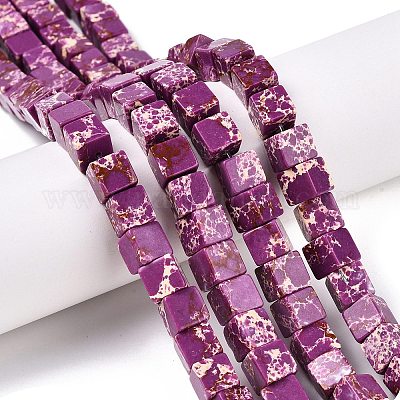 Brins de perles de jaspe impérial synthétique teint&nbsp;G-T139-8x8-38A-1