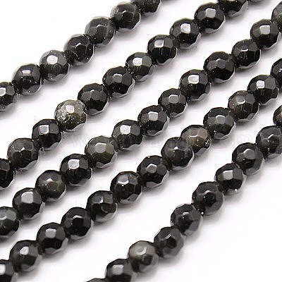 Natürlichen Obsidian Perlen Stränge&nbsp;G-G545-25-1
