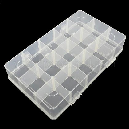 長方形のプラスチックビーズ保存容器  調整可能な仕切りボックス  15のコンパートメント  ホワイト  16.5x27.5x5.5cm CON-Q024-17-1