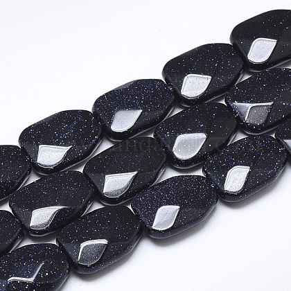 Synthetic Blue Goldstone Beads Strands G-T122-01O-1