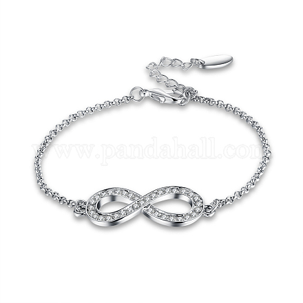 Tin Alloy Rhinestone Infinity Link Bracelets BJEW-BB16337-1