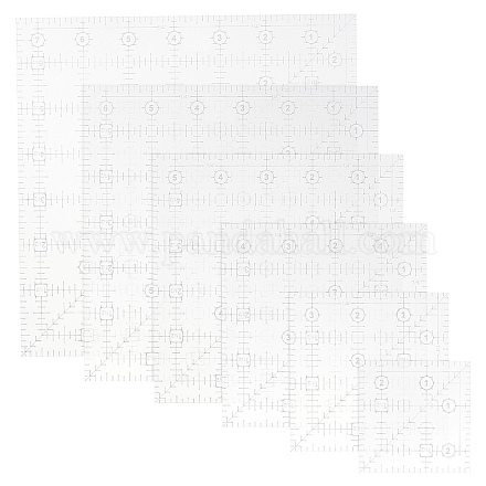 測定縫製テーラークラフト用アクリル定規セット  正方形  透明  63.5~190x63.5~190x2.5mm  6個/セット TOOL-WH0051-88-1