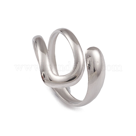 304 Stainless Steel Wire Knot Open Cuff Rings for Women RJEW-G285-34P-1