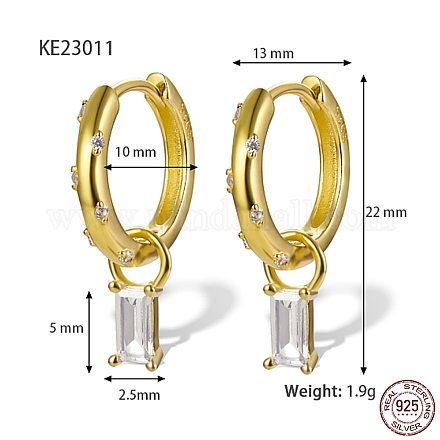 Real 18K Gold Plated 925 Sterling Silver Dangle Hoop Earrings NQ5961-1-1